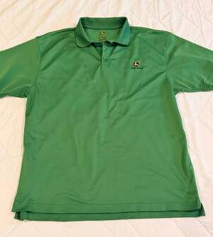 John Deere Men's Green performance Mesh Short Sleeve Polo Shirt Size XL